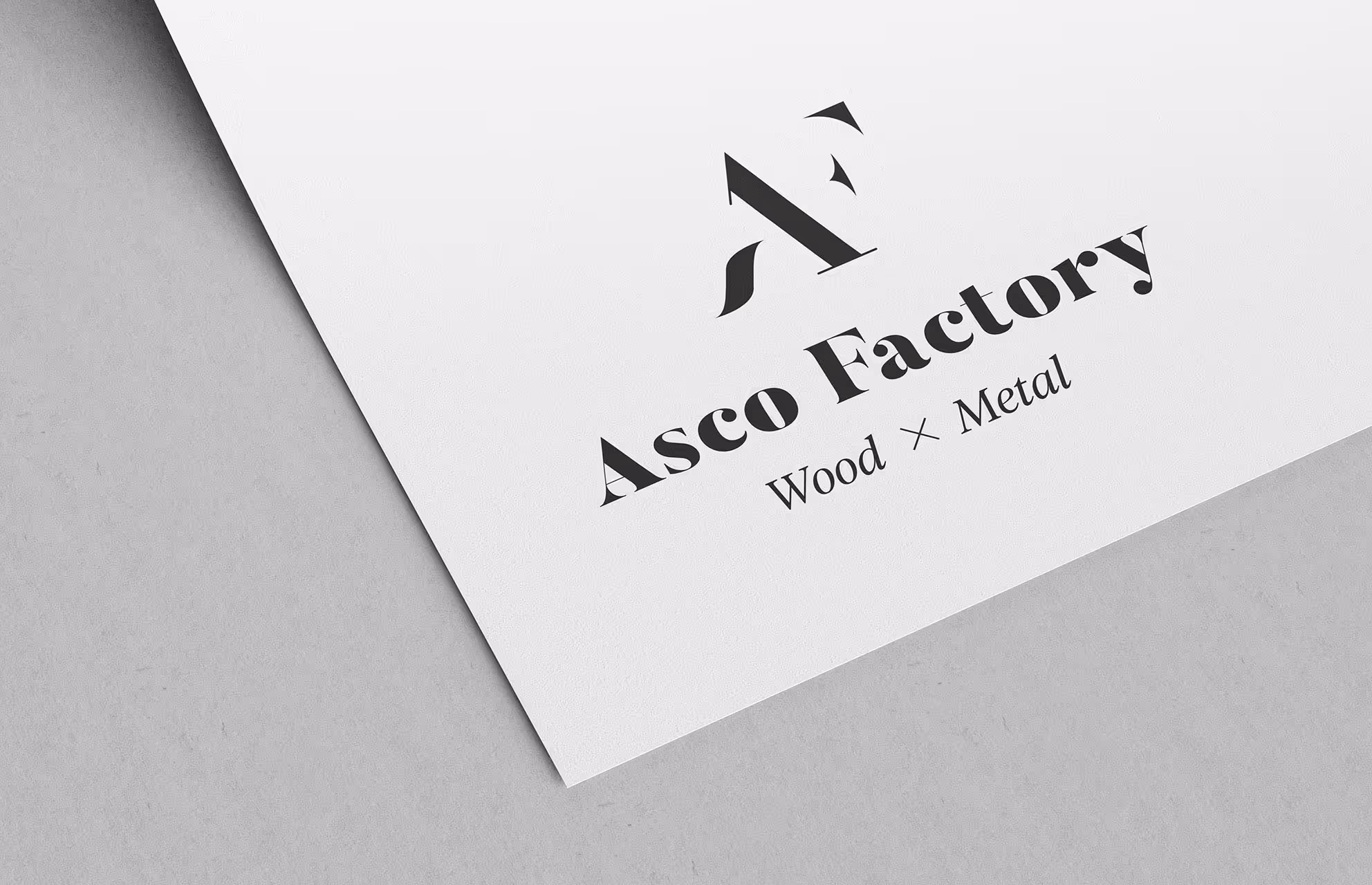 Logo Asco Factory, « Wood × Metal », imprimé sur papier blanc
