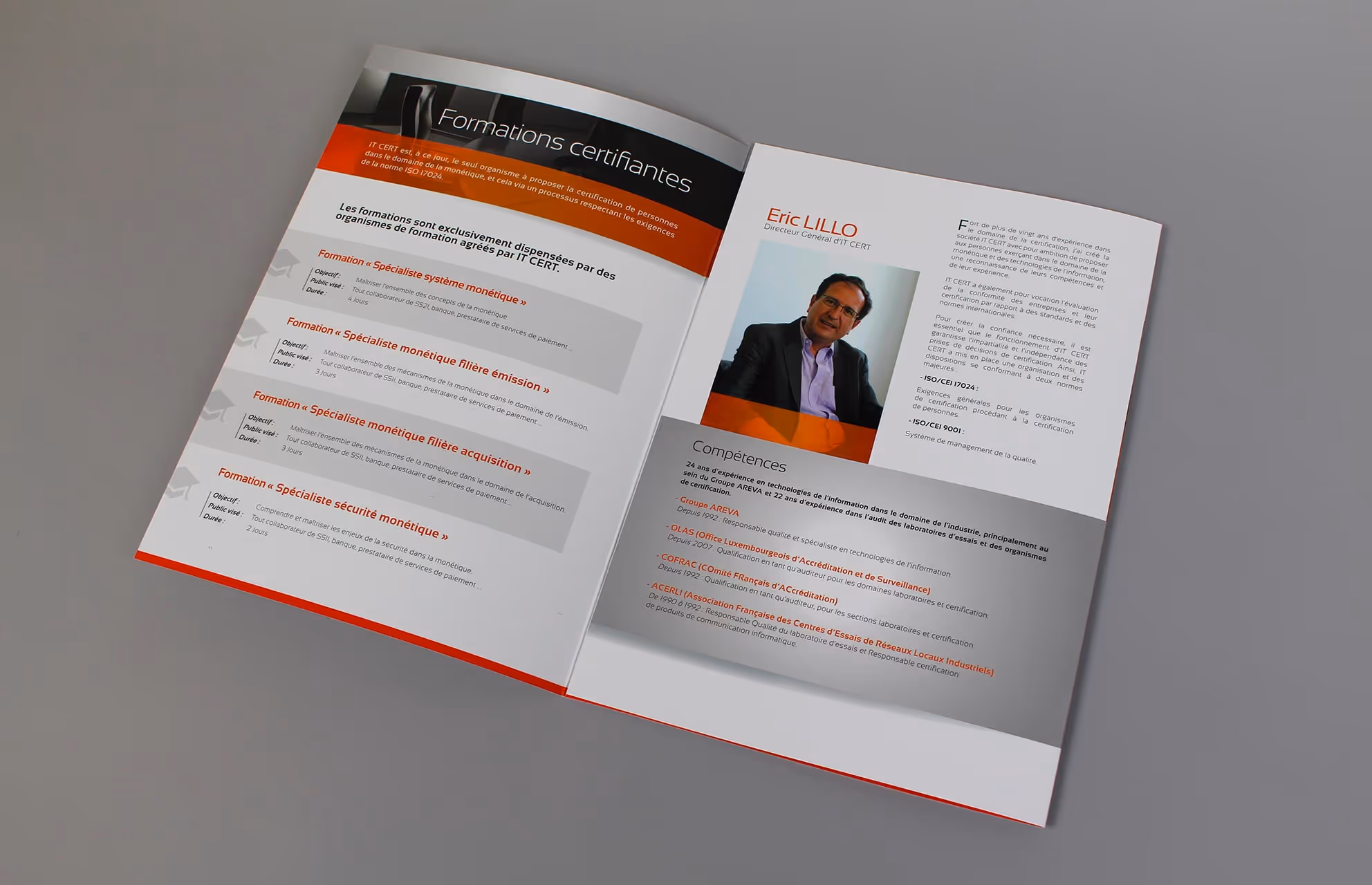 Page de la brochure IT Cert avec un portrait et un texte d'introduction