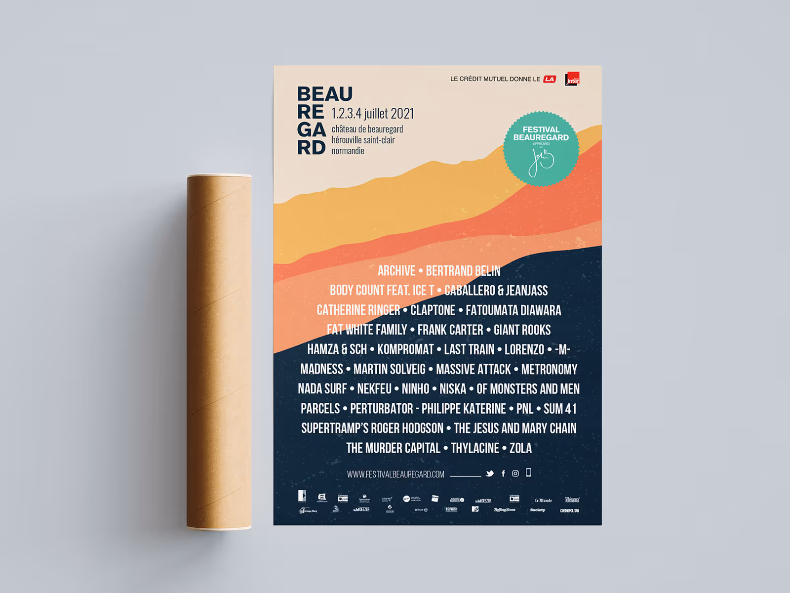 Affiche du Festival Beauregard 2021 et son tube de transport