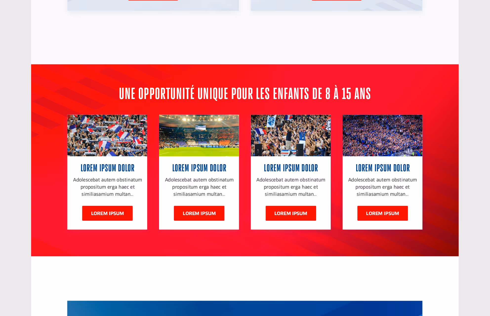 Section « Une opportunité unique pour les enfants de 8 à 15 ans » du Club des supporters