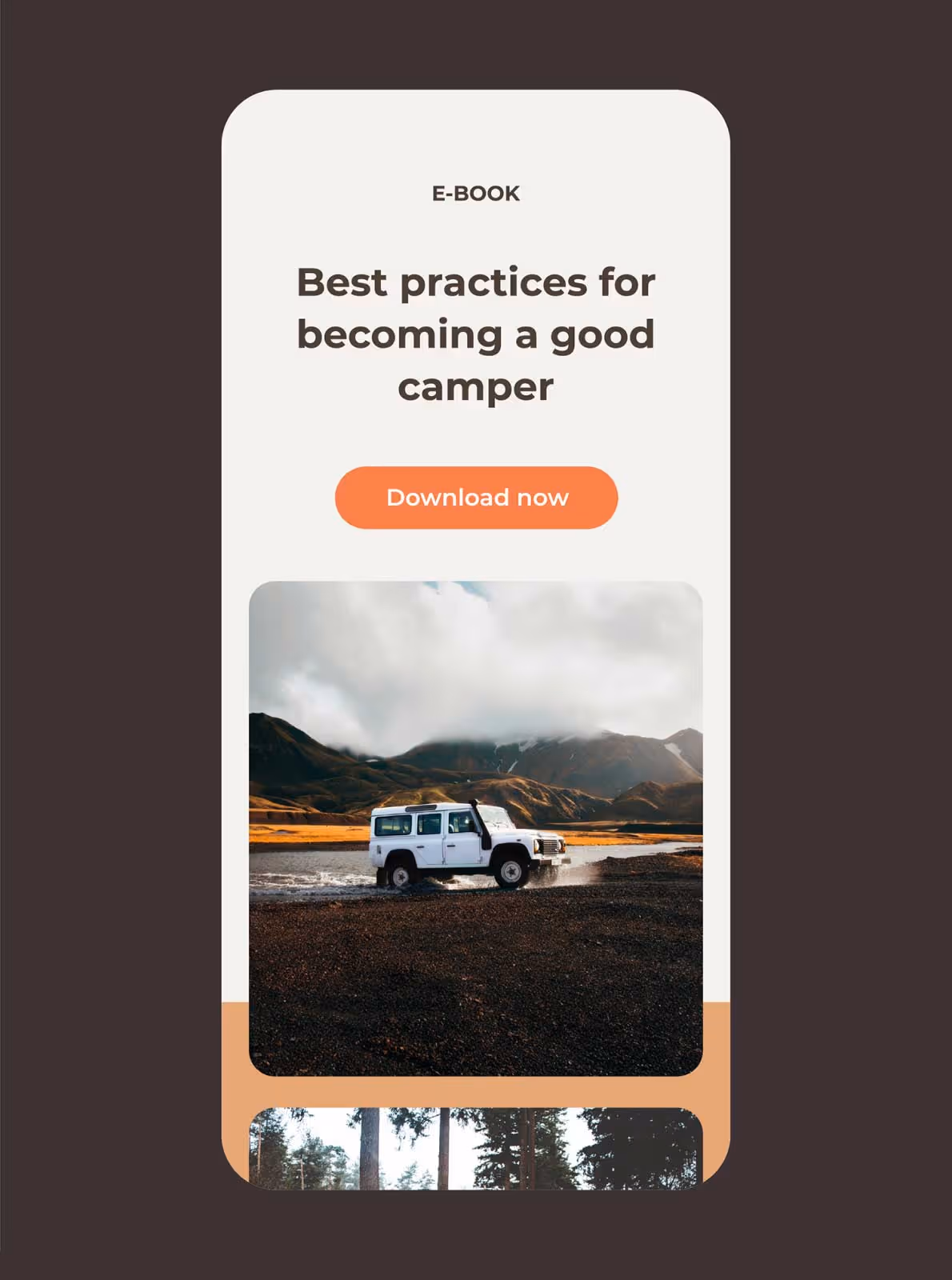Écran mobile de Glampers Family : e-book « Best practices for becoming a good camper »