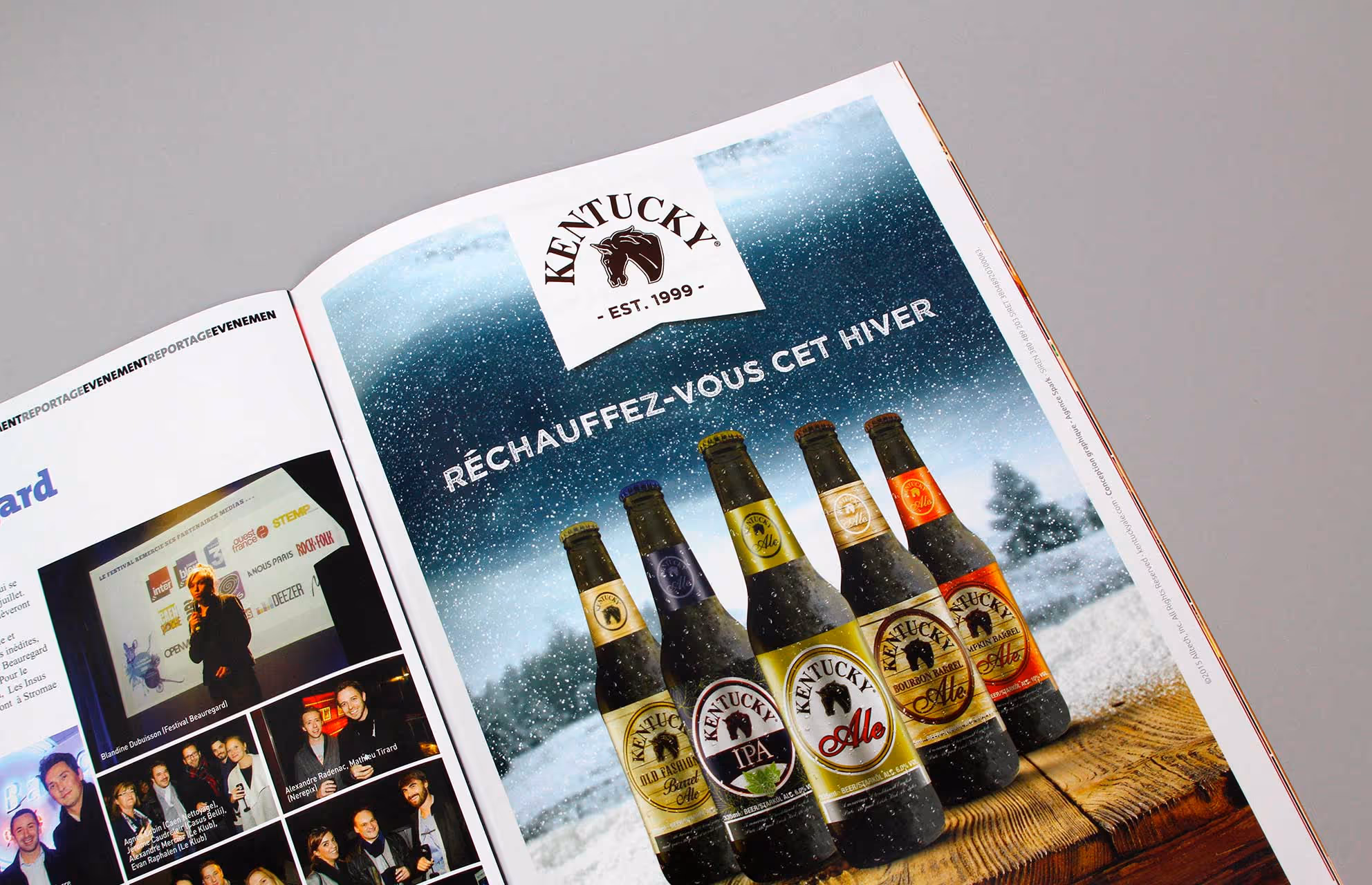 Publicité hivernale Kentucky Ale en pleine page dans un magazine