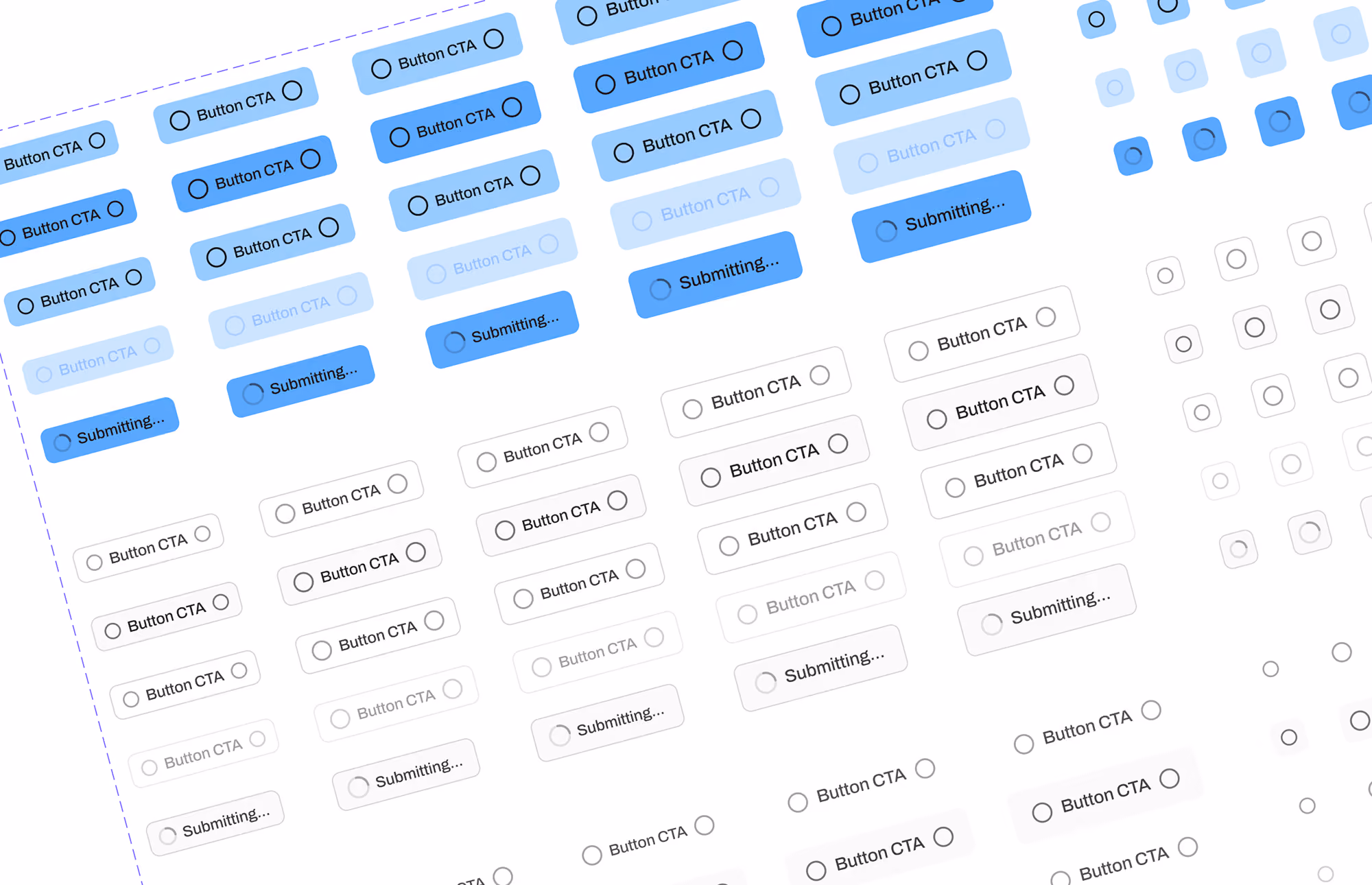 Composants bouton du design system de Yetty dans leurs différents états
