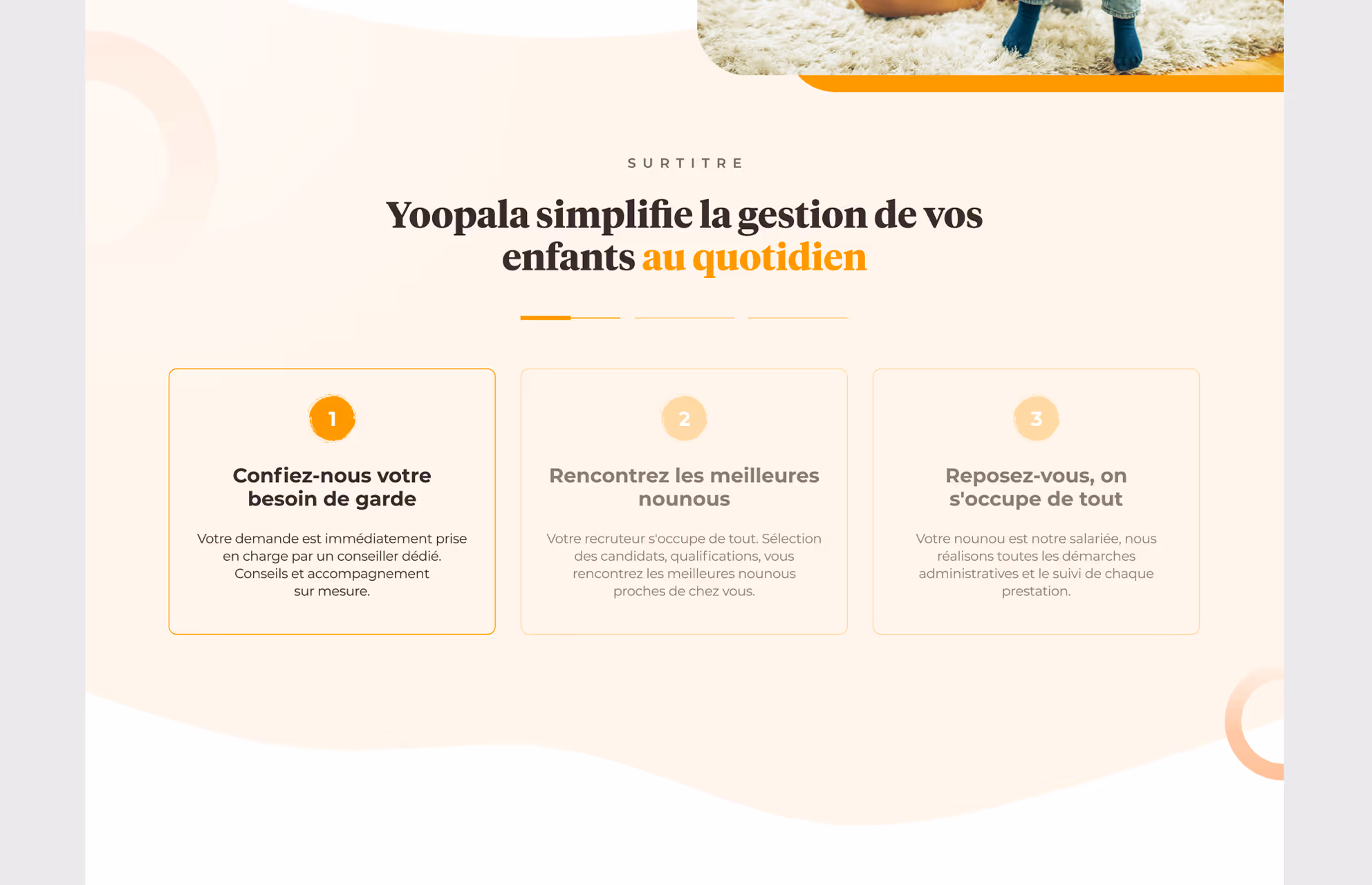 Section « Yoopala simplifie la gestion de vos enfants au quotidien » en version desktop