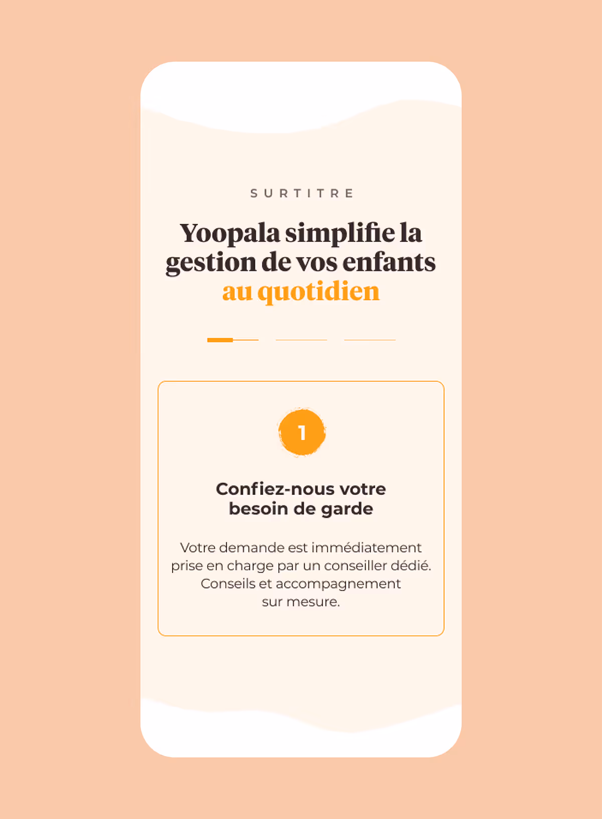 Section « Yoopala simplifie la gestion de vos enfants au quotidien » en version mobile