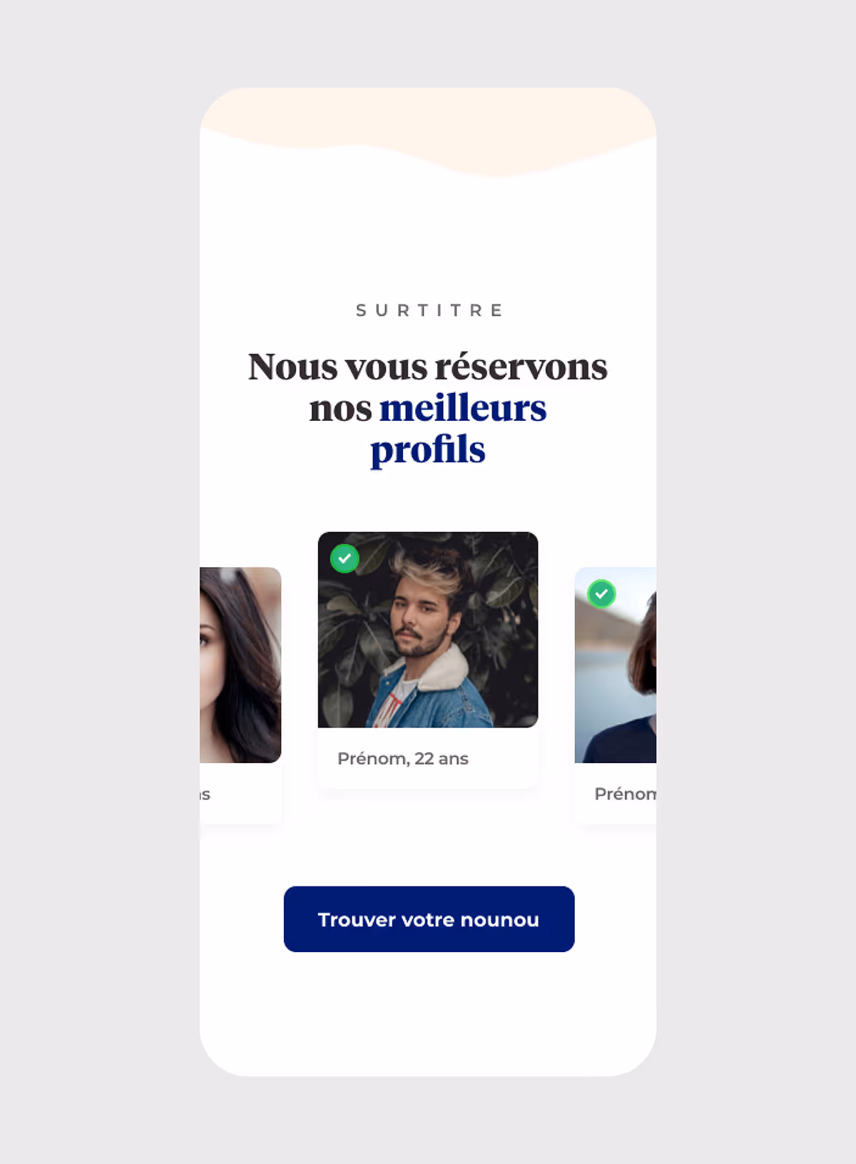 Section « Nous vous réservons nos meilleurs profils » en version mobile