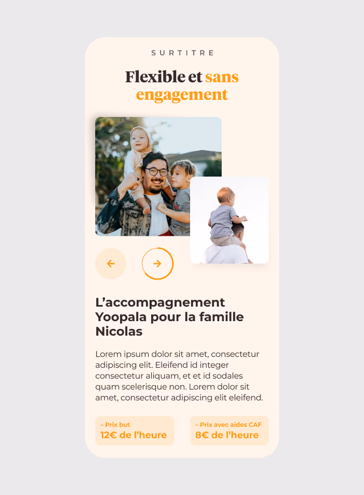 Section « Flexible et sans engagement » de Yoopala en version mobile